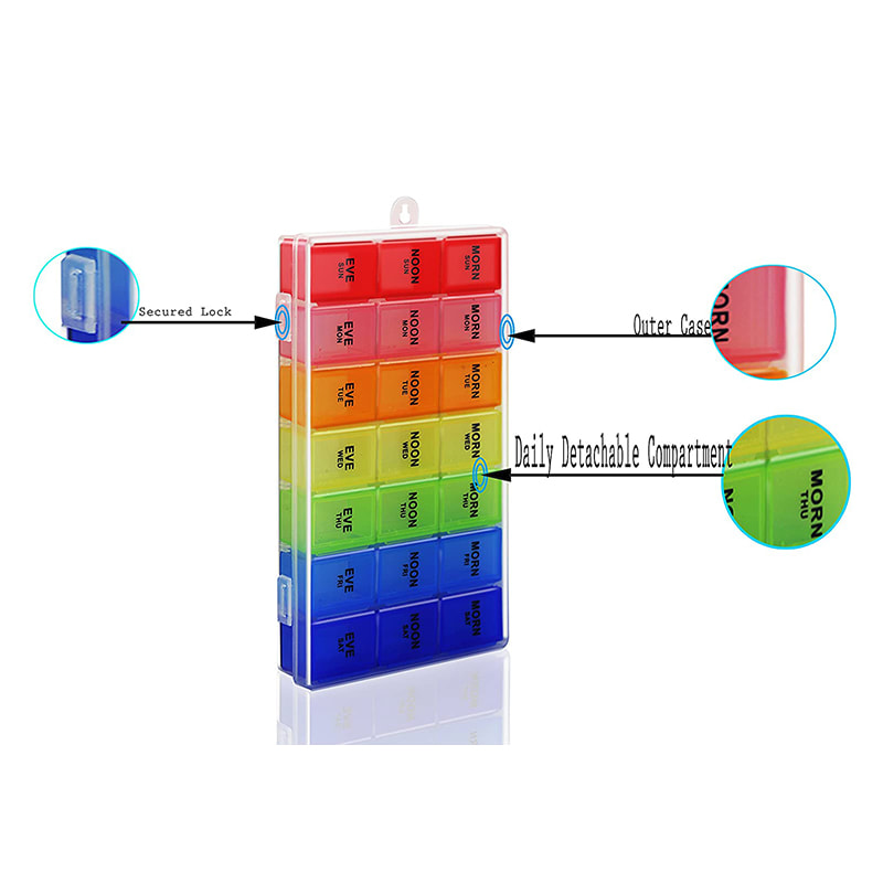 Съемная красочная коробка для таблеток с еженедельными лекарствами 