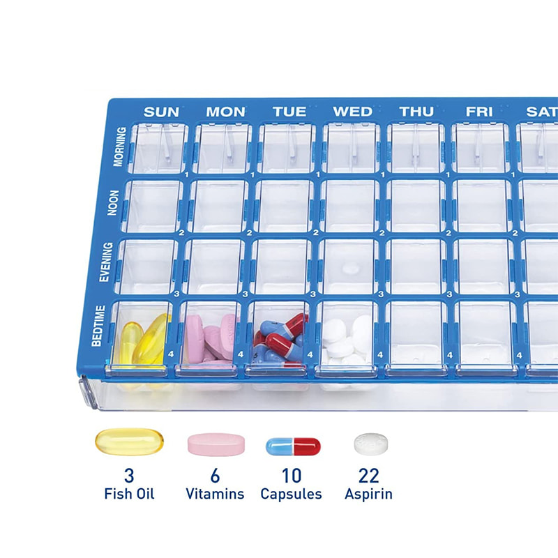 Домашняя коробка-органайзер для таблеток еженедельно 4 раза в день с прозрачной крышкой